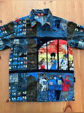 Vintage 90s/00s SWORD "Urban Comic" Graphic Button Up Shirt - Size M (10-12)